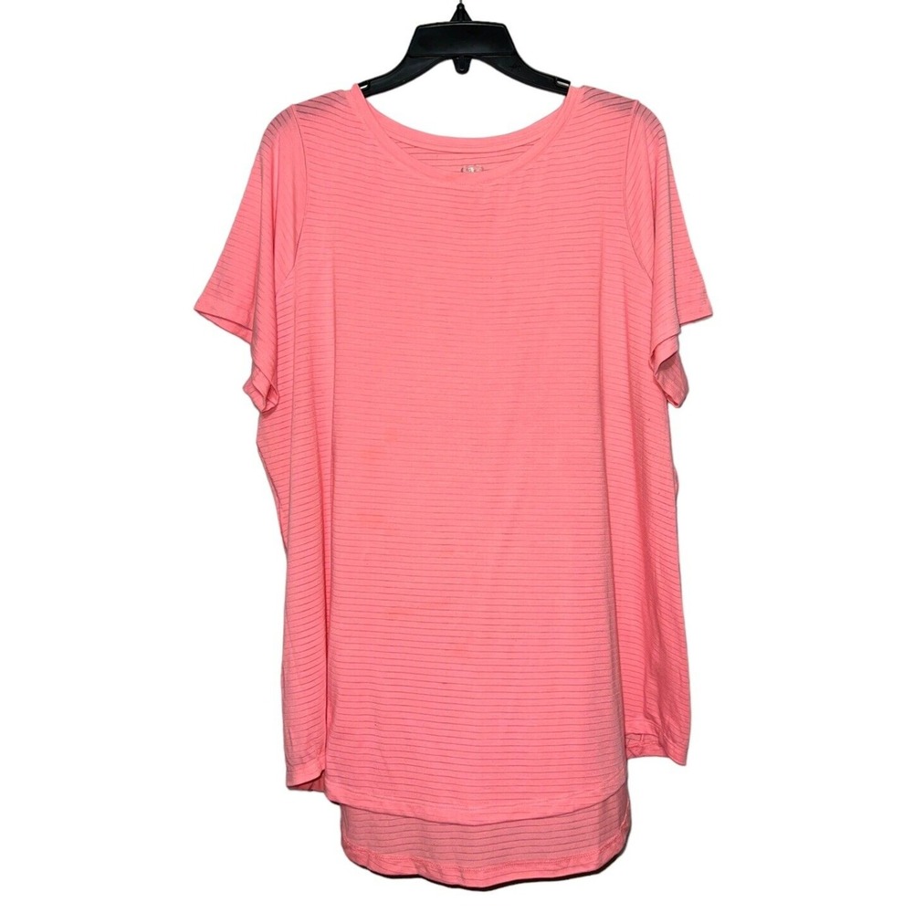 Athletic Works Womens T-Shirt Size 2XL Pink Short‎ Sleeve Stretch Scoop Neck